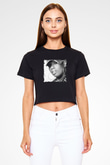Missy Elliott Baskılı Crop Top Siyah Kadın Tişört