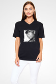 Missy Elliott Baskılı Unisex Siyah V Yaka Tişört