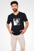 Missy Elliott Baskılı Unisex Siyah V Yaka Tişört