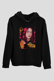 Mitski Baskılı Baskılı Unisex Siyah Hoodie