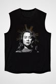 Mitski Baskılı Baskılı Unisex Siyah Kolsuz Tişört - Tshirt