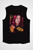 Mitski Baskılı Baskılı Unisex Siyah Kolsuz Tişört - Tshirt