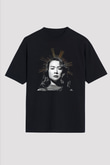 Mitski Baskılı Baskılı Unisex Siyah Oversize Tişört - Tshirt
