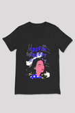 Mitski Baskılı Baskılı Unisex Siyah V Yaka Tişört - Tshirt