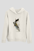 Modern Dans Beyaz Unisex Kapşonlu Sweatshirt