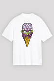 Mojo Jo Ice Cream Baskılı Beyaz Unisex Oversize Tişört