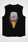 Mojo Jo Ice Cream Baskılı Siyah Unisex Kolsuz Tişört
