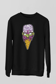 Mojo Jo Ice Cream Baskılı Siyah Unisex Sweatshirt