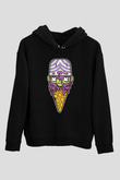 Mojo Jo Ice Cream Baskılı Siyah Unisex Hoodie