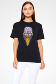 Mojo Jo Ice Cream Baskılı Siyah Unisex Tişört