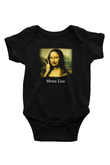 Mona Lisa Baskılı Siyah Bebek Body - Zıbın