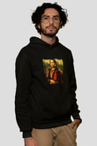 Mona Lisa Baskılı Unisex Siyah Hoodie
