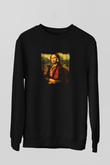 Mona Lisa Baskılı Unisex Siyah Sweatshirt
