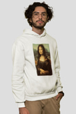 Mona Lisa Beyaz Unisex Kapşonlu Sweatshirt