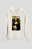 Mona Lisa Beyaz Unisex Kapüşonlu Sweatshirt