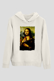 Mona Lisa Beyaz Unisex Kapüşonlu Sweatshirt