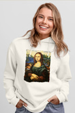 Mona Lisa Beyaz Unisex Kapüşonlu Sweatshirt