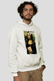 Mona Lisa Beyaz Unisex Kapüşonlu Sweatshirt