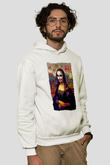 Mona Lisa Beyaz Unisex Kapüşonlu Sweatshirt
