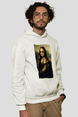Mona Lisa Beyaz Unisex Kapüşonlu Sweatshirt