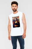 Mona Lisa Beyaz Unisex Kolsuz Tişört