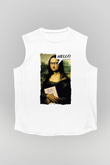Mona Lisa Beyaz Unisex Kolsuz Tişört