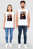 Mona Lisa Beyaz Unisex Kolsuz Tişört