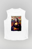 Mona Lisa Beyaz Unisex Kolsuz Tişört