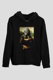 Mona Lisa Siyah Unisex Hoodie