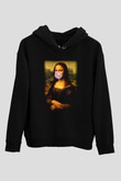 Mona Lisa Siyah Unisex Hoodie