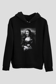 Mona Lisa Siyah Unisex Kapüşonlu Sweatshirt