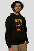 Mona Lisa Siyah Unisex Kapüşonlu Sweatshirt