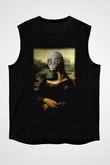 Mona Lisa Siyah Unisex Kolsuz Tişört