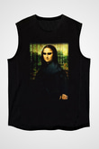 Mona Lisa Siyah Unisex Kolsuz Tişört