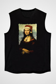 Mona Lisa Siyah Unisex Kolsuz Tişört