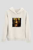 Mona Lisa Unisex Baskılı Beyaz Kapüşonlu Sweatshirt