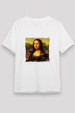 Mona Lisa Unisex Baskılı Beyaz Tişört