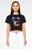 Monster Squad Siyah   Crop Top Tişört