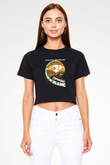 Mont Blanc Siyah Crop Top Tişört