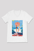 Monte Carlo Beyaz Unisex V Yaka Tişört T-Shirt