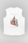Moskova Kremlini Beyaz Unisex Kolsuz Tişört
