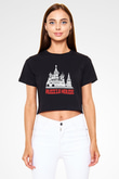 Moskova Kremlini Siyah Crop Top Tişört