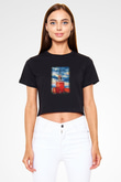 Moskova Kremlini Siyah Crop Top Tişört