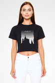 Moskova Kremlini Siyah  Crop Top Tişört