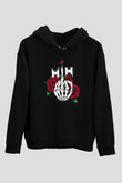 Motionless in White Baskılı Unisex Siyah Kapüşonlu Sweatshirt