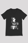 Motionless in White Baskılı Unisex Siyah V Yaka Tişört - Tshirt