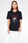 Motionless in White Baskılı Unisex Siyah V Yaka Tişört - Tshirt