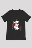 Motionless in White Baskılı Unisex Siyah V Yaka Tişört - Tshirt