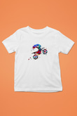 Motor Sporları Baskılı Unisex Beyaz Çocuk Tişört - Tshirt