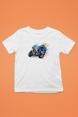 Motor Sporları Baskılı Unisex Beyaz Çocuk Tişört - Tshirt